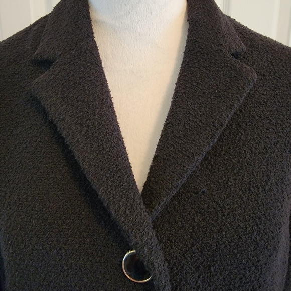 St John Black Boucle' Knit Jacket With Gold Trimmed Buttons Size 16 - Picture 6 of 11